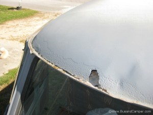 splittie roof rust on our project Bus