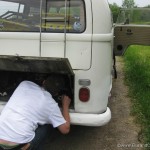 Checking the generator at the side of the road