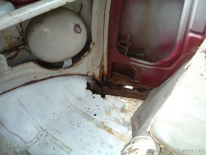 Campervan rusted out front floor