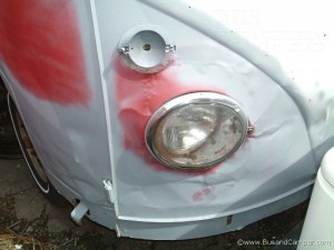 VW Camper nose dented