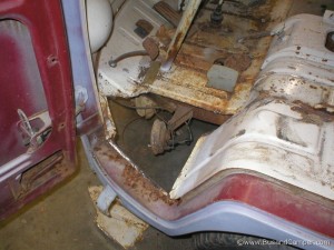 vw camper floor rust cut out