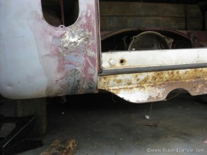 VW Camper rear corner cut and reweld