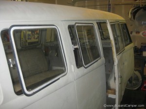 Camper in primer cargo doors and pop outs