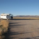 Empty road and VW Camper