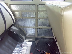 VW Camper interior long panel with sound absorber applied