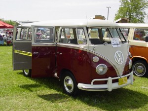 red campervan