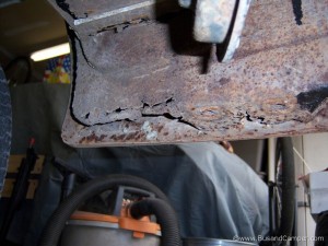 VW camper dogleg rust nearside