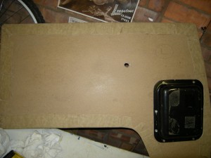 vw camper front door panel restored with new pockets on the back