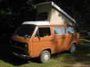 Burnt orange VW campervan